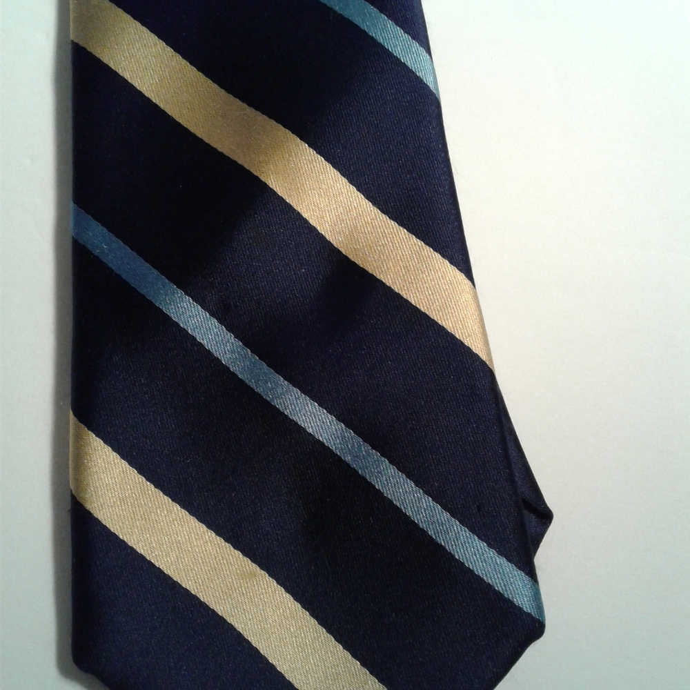 Tommy Hilfiger Men's Necktie Blue Gold Stripe - Picture 3 of 3